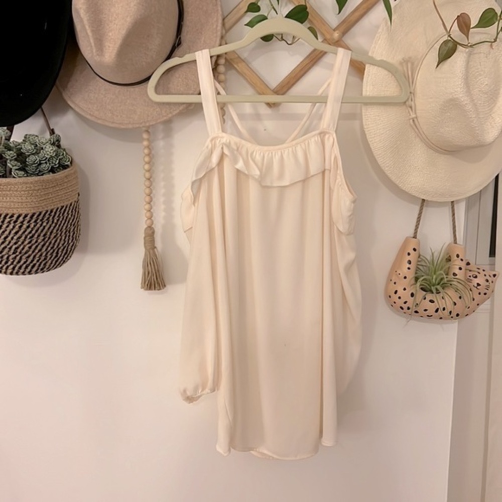 Anthropologie- Off Shoulder with Flowy Details and Long Sleeves - SIZE S